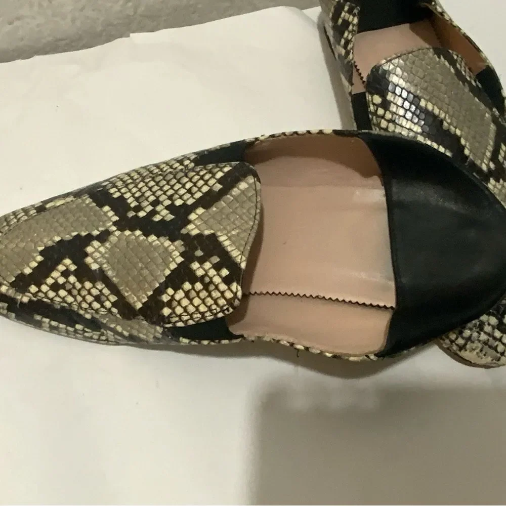 J.Crew Women's Sz 9 Snakeskin Embossed Leather Convertible Mules Loafers